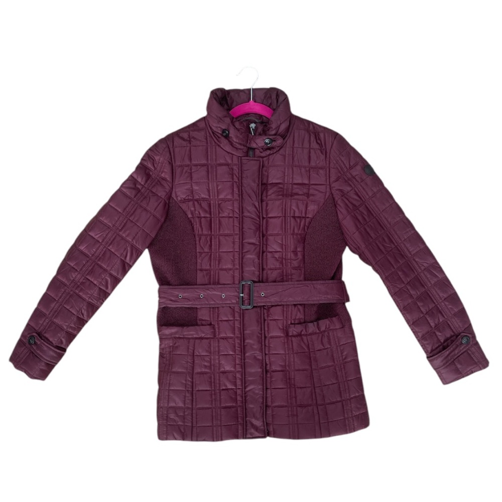 Schneiders Salzburg Sandrina Quilted Belted Jacket Burgundy US 8